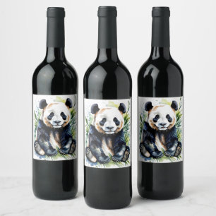 Étiquette Pour Bouteilles De Vin Belle aquarelle Panda Bear