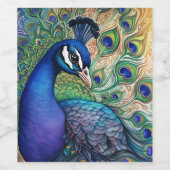 Étiquette Pour Bouteilles De Vin Belle aquarelle Peacock (Étiquettes simples)