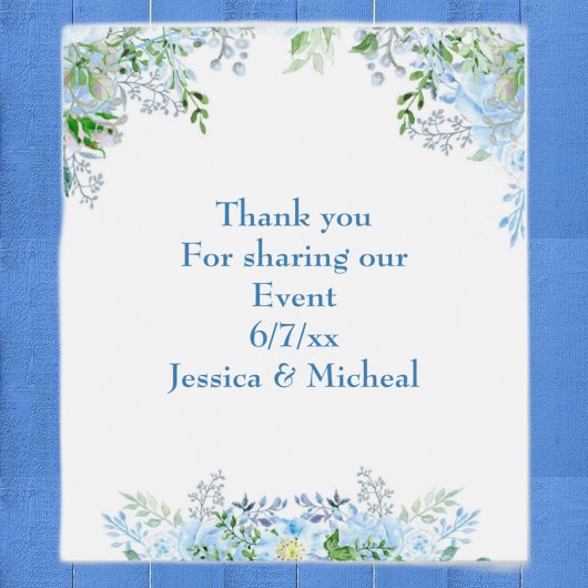 Étiquette Pour Bouteilles De Vin Belle fleur bleue merci 