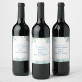 Étiquette Pour Bouteilles De Vin Belle fleur bleue merci  (Bouteilles)