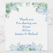 Étiquette Pour Bouteilles De Vin Belle fleur bleue merci  (Étiquettes simples)