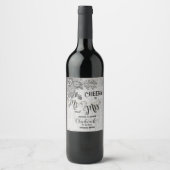 Étiquette Pour Bouteilles De Vin Belle Fleurs noires/grises Étiquette bouteille de (Devant)
