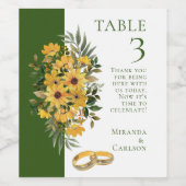 Étiquette Pour Bouteilles De Vin Belle florale avec anneaux Mariage Numéro de table (Étiquettes simples)