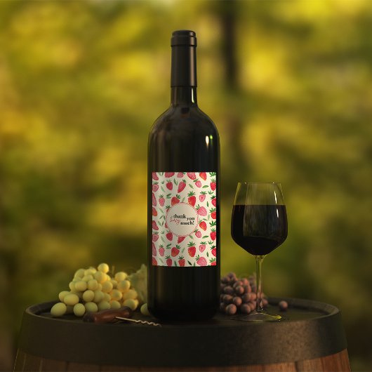 Étiquette Pour Bouteilles De Vin Belle fraises d'aquarelle motif merci