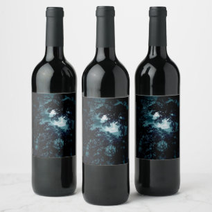 Étiquette Pour Bouteilles De Vin Belle Lune qui coule avec les arbres