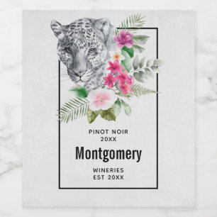 Étiquette Pour Bouteilles De Vin Belle Tête de léopard dans la vinification d'aquar