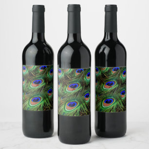 Étiquette Pour Bouteilles De Vin Belles plumes de paon