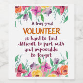 Étiquette Pour Bouteilles De Vin Bénévole Merci Bénévole cadeau d'appréciation (Étiquettes simples)