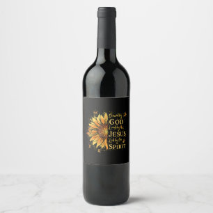 Étiquette Pour Bouteilles De Vin Béni Par Dieu - Aimé Par Jésus, Tournesol