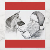 Étiquette Pour Bouteilles De Vin Berger allemand et Noël du Père Noël (Étiquettes simples)