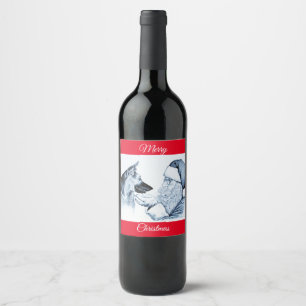 Étiquette Pour Bouteilles De Vin Berger allemand et Père Noël
