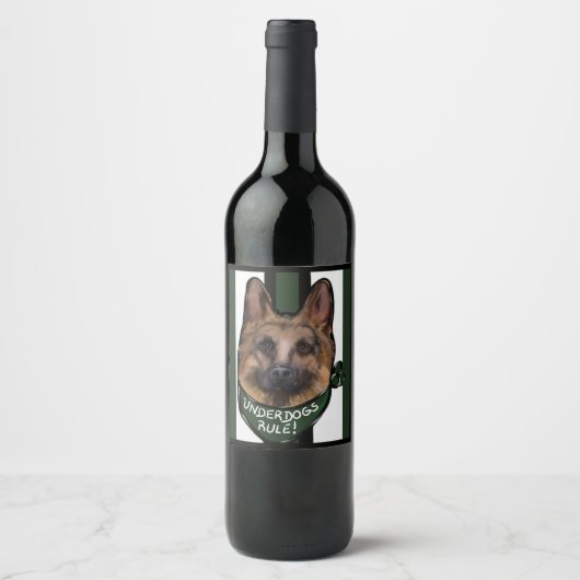 Étiquette Pour Bouteilles De Vin Berger allemand Underdog (Devant)