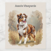 Étiquette Pour Bouteilles De Vin Berger Australien Red Merle Aussie (Étiquettes simples)