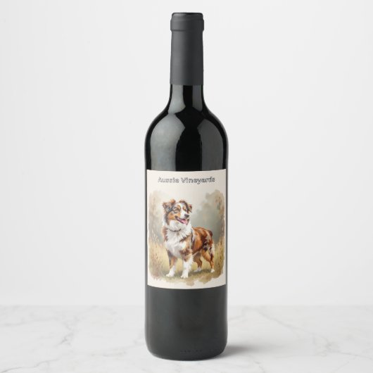 Étiquette Pour Bouteilles De Vin Berger Australien Red Merle Aussie (Devant)