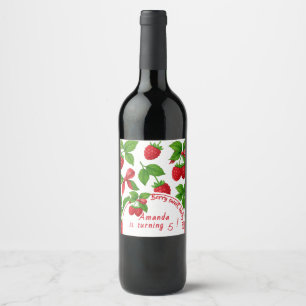 Étiquette Pour Bouteilles De Vin Berry Sweet Raspberry Anniversaire de enfant Party
