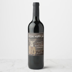 Étiquette Pour Bouteilles De Vin biberon en bois rustique vieux cerf 50e anniversai