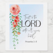 Étiquette Pour Bouteilles De Vin Bible Proverbs Floral scripture (Étiquettes simples)