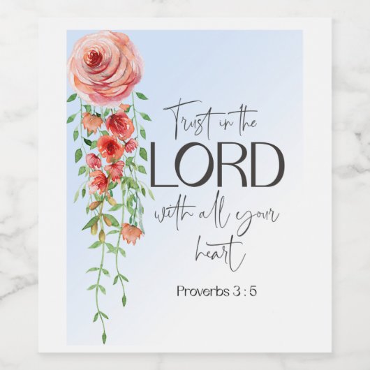 Étiquette Pour Bouteilles De Vin Bible Proverbs Floral scripture (Étiquettes simples)