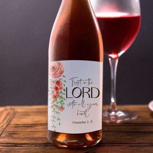 Étiquette Pour Bouteilles De Vin Bible Proverbs Floral scripture