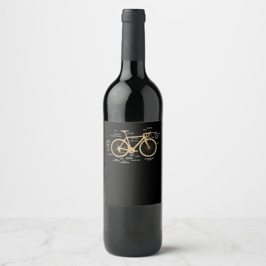 Étiquette Pour Bouteilles De Vin Bicycle Cycling Anatomy Road (Devant)