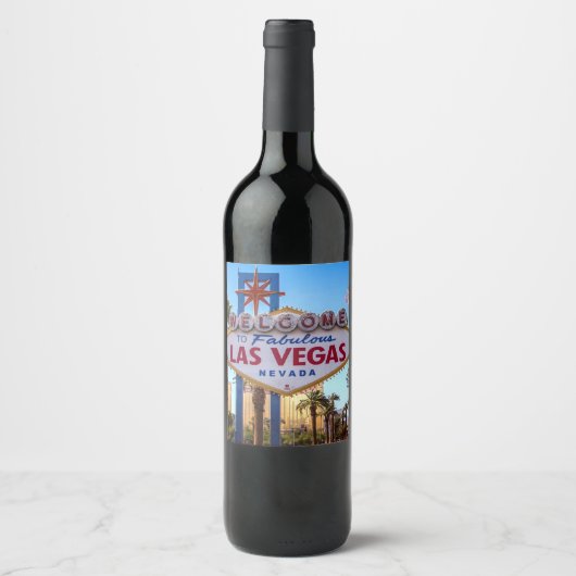 Étiquette Pour Bouteilles De Vin Bienvenue à Las Vegas (Devant)