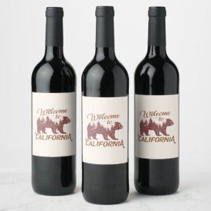 Étiquette Pour Bouteilles De Vin Bienvenue à l'ours de Californie