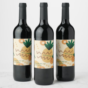 Étiquette Pour Bouteilles De Vin Bienvenue Ananas moderne Location de vacances