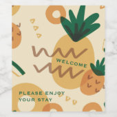 Étiquette Pour Bouteilles De Vin Bienvenue  | Ananas moderne | Location vacances (Étiquettes simples)