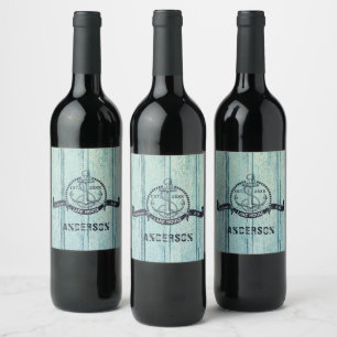 Étiquette Pour Bouteilles De Vin Bienvenue au Lake House Blue Wood