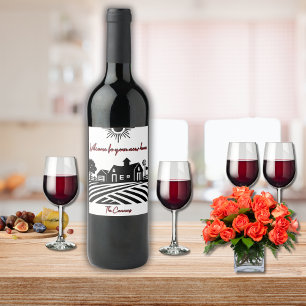Étiquette Pour Bouteilles De Vin Bienvenue Dans Votre Nouvelle Maison Noir Blanc Pe
