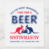 Étiquette Pour Bouteilles De Vin Bière Kangaroo, drapeau australien, Noël (Étiquettes simples)