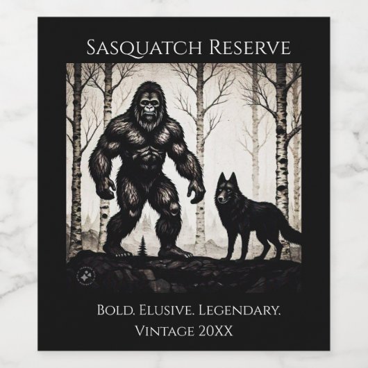 Étiquette Pour Bouteilles De Vin Bigfoot et Wolf (Étiquettes simples)