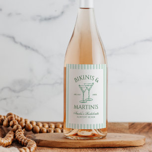 Étiquette Pour Bouteilles De Vin Bikinis & Martinis Green Bachelorette