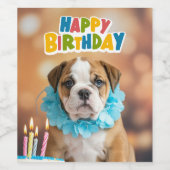 Étiquette Pour Bouteilles De Vin Birthday Bulldog (Étiquettes simples)