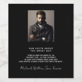 Étiquette Pour Bouteilles De Vin Birthday custom photo fun facts bio black guys man (Étiquettes simples)