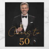 Étiquette Pour Bouteilles De Vin Birthday party photo cheers gold (Étiquettes simples)