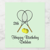Étiquette Pour Bouteilles De Vin Birthday Tennis Green Sports Name and Age 21st (Étiquettes simples)