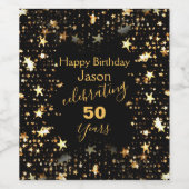 Étiquette Pour Bouteilles De Vin Black and Gold 50e anniversaire (Étiquettes simples)