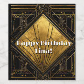 Étiquette Pour Bouteilles De Vin Black and Gold Art Deco Paper Napkins (Étiquettes simples)