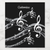 Étiquette Pour Bouteilles De Vin Black and White Treble Clef (Étiquettes simples)