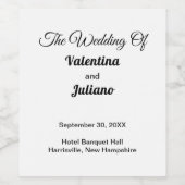 Étiquette Pour Bouteilles De Vin Black and White Typography Wedding Wine Label (Étiquettes simples)