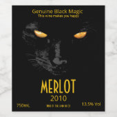 Étiquette Pour Bouteilles De Vin Black Cat Magic drôle personnalisable (Étiquettes simples)