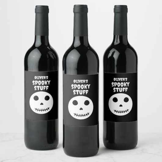 Étiquette Pour Bouteilles De Vin Black Éffrayant Stuff Halloween Crâne (Bouteilles)