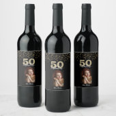 Étiquette Pour Bouteilles De Vin Black Gold 50 et fabuleuse photo d'anniversaire (Bouteilles)