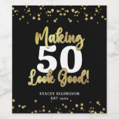 Étiquette Pour Bouteilles De Vin Black Gold Anniversaire Fabriquer AGE apparence bo (Étiquettes simples)