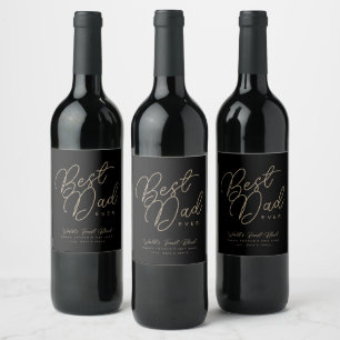 Étiquette Pour Bouteilles De Vin Black & Gold moderne"Meilleur papa jamais"