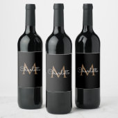Étiquette Pour Bouteilles De Vin Black Gold Monogram Elegant (Bouteilles)