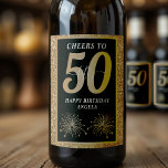 Étiquette Pour Bouteilles De Vin Black & Gold Parties scintillant 50 Cinquante ans<br><div class="desc">Un joyeux anniversaire de parties scintillant en noir et or salue 50 étiquettes de vin pour un 50 ans. Design de glamour étincelant idéal pour les femmes. Customisez l'âge qui convient à votre occasion. Grande fête d'anniversaire ajout pour un bain de cinquantième anniversaire.</div>
