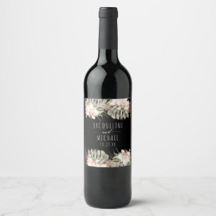 Étiquette Pour Bouteilles De Vin Black n Blush Orchid Floral Mariage du désert du b