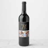Étiquette Pour Bouteilles De Vin Black or 70e anniversaire multi photo fête (Devant)